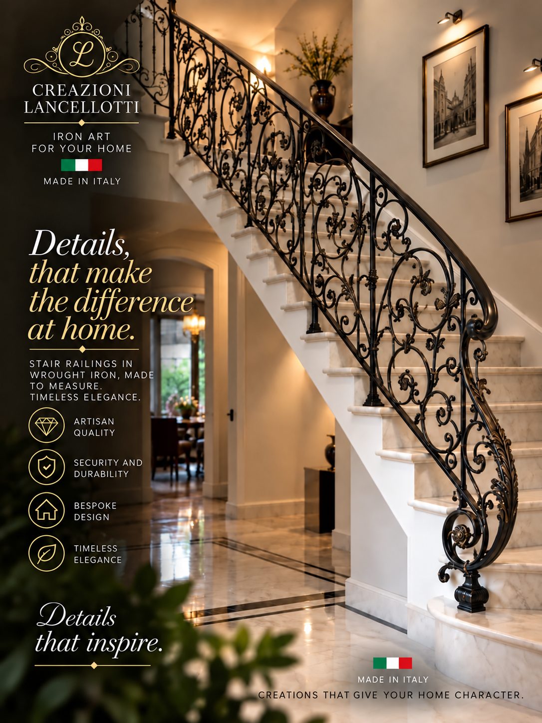 Curved stair railing