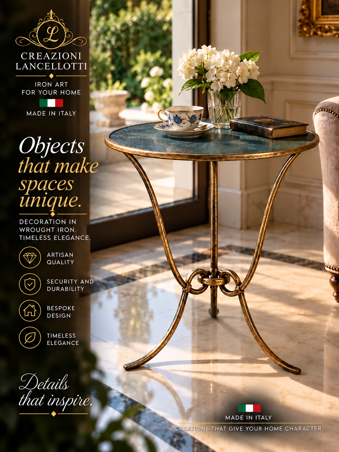 Marble-topped side table