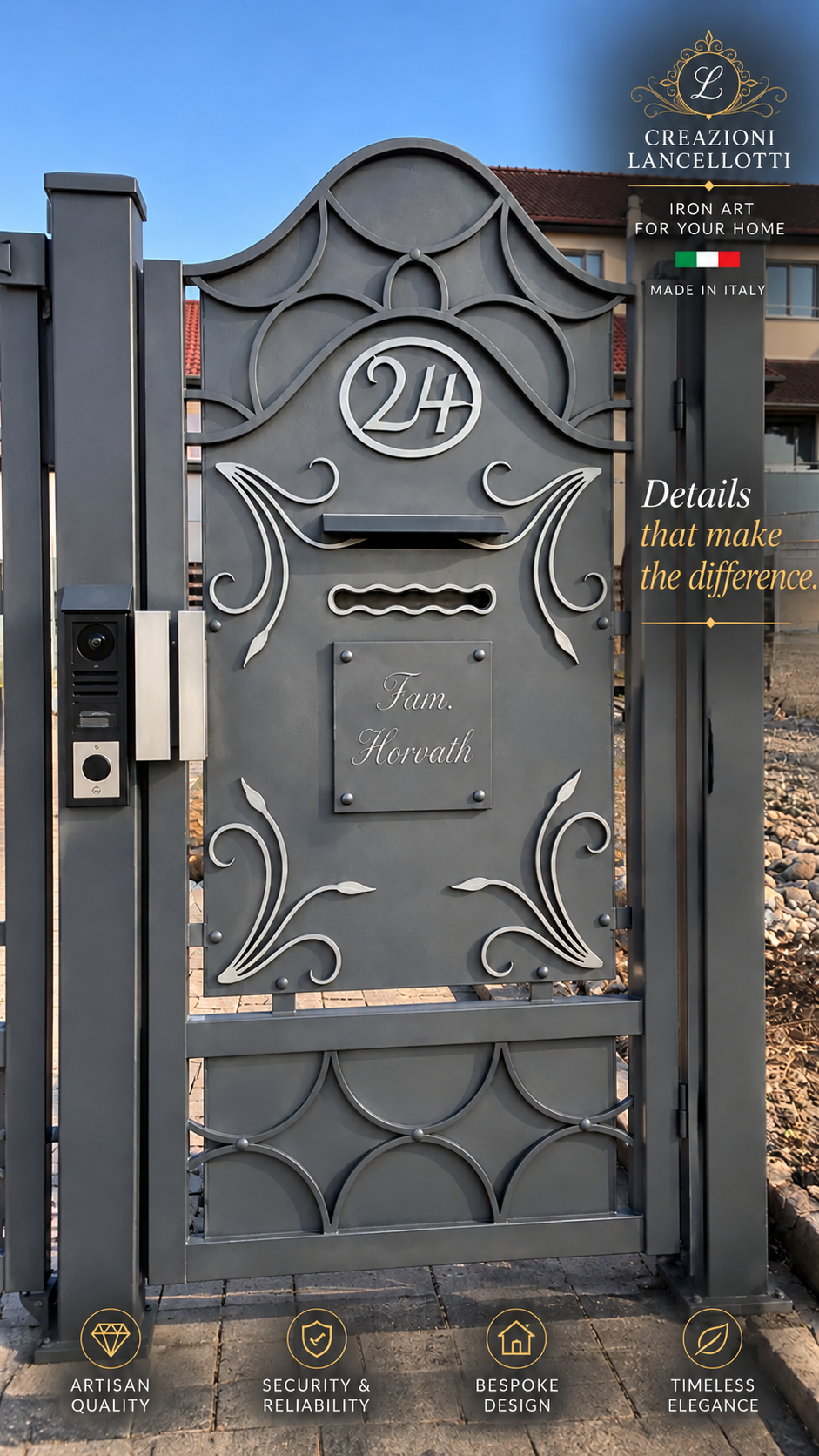 Gate with house number
