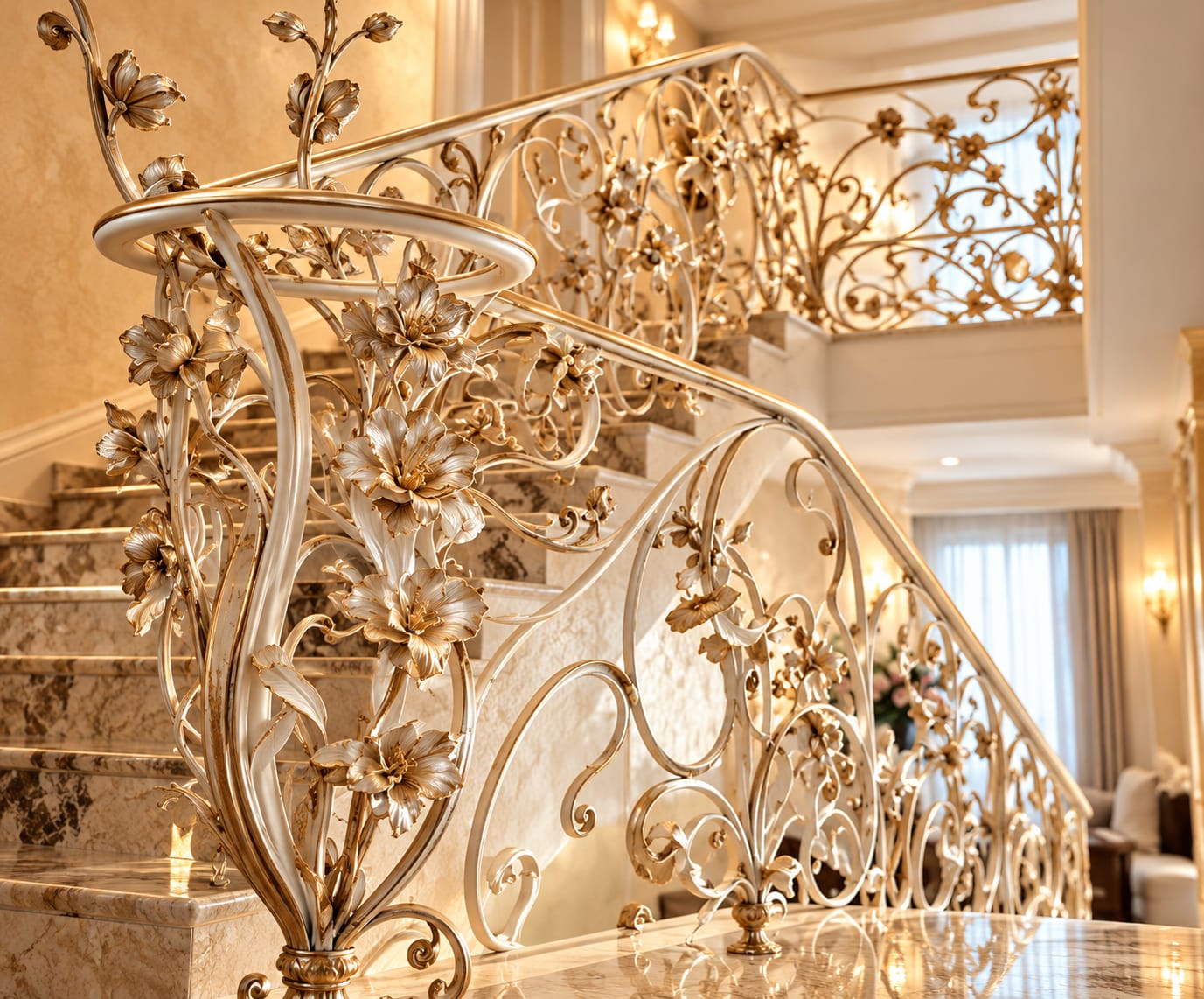 Blossoms in ivory and gold